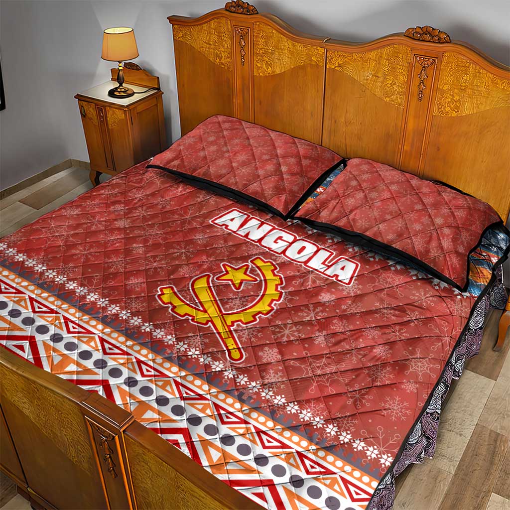 Angola Christmas Quilt Bed Set Snowflake Pattern Tribal Santa Claus Motif - African Pride