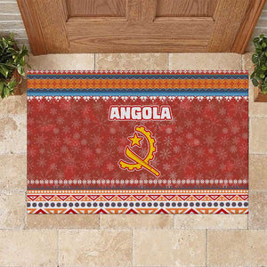 Angola Christmas Rubber Doormat Snowflake Pattern Tribal Santa Claus Motif - African Pride