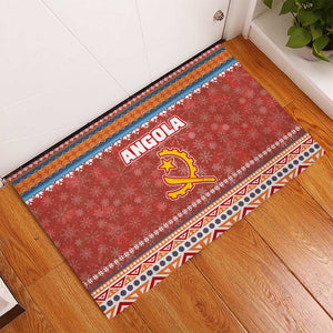 Angola Christmas Rubber Doormat Snowflake Pattern Tribal Santa Claus Motif - African Pride