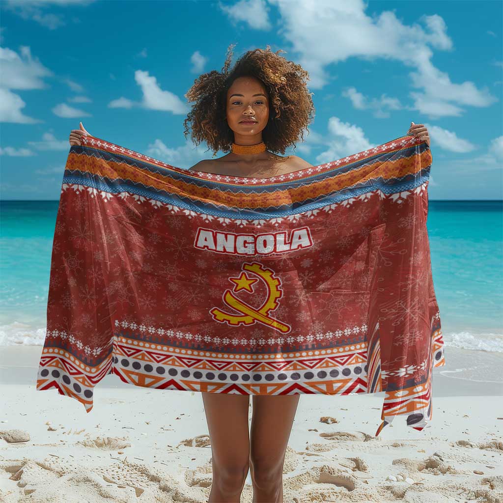 Angola Christmas Sarong Snowflake Pattern Tribal Santa Claus Motif - African Pride