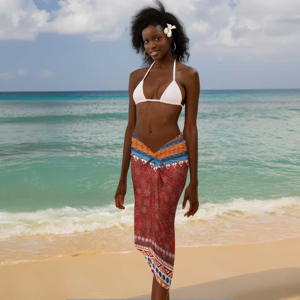 Angola Christmas Sarong Snowflake Pattern Tribal Santa Claus Motif - African Pride