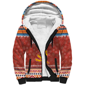 Angola Christmas Sherpa Hoodie Snowflake Pattern Tribal Santa Claus Motif - African Pride