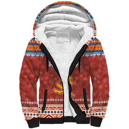 Angola Christmas Sherpa Hoodie Snowflake Pattern Tribal Santa Claus Motif - African Pride