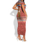 Angola Christmas Short Sleeve Bodycon Dress Snowflake Pattern Tribal Santa Claus Motif - African Pride