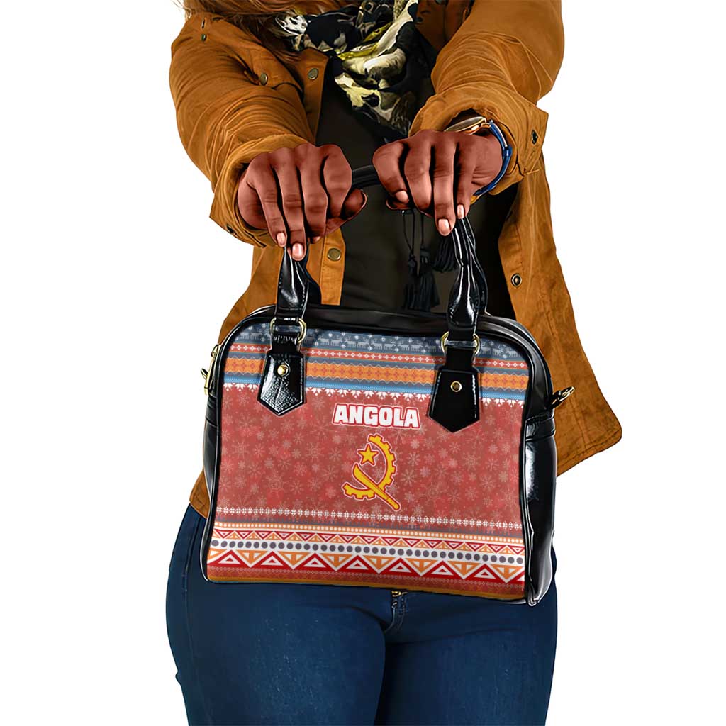 Angola Christmas Shoulder Handbag Snowflake Pattern Tribal Santa Claus Motif - African Pride