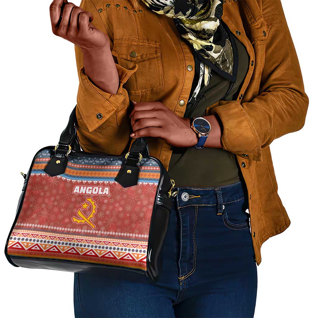 Angola Christmas Shoulder Handbag Snowflake Pattern Tribal Santa Claus Motif - African Pride