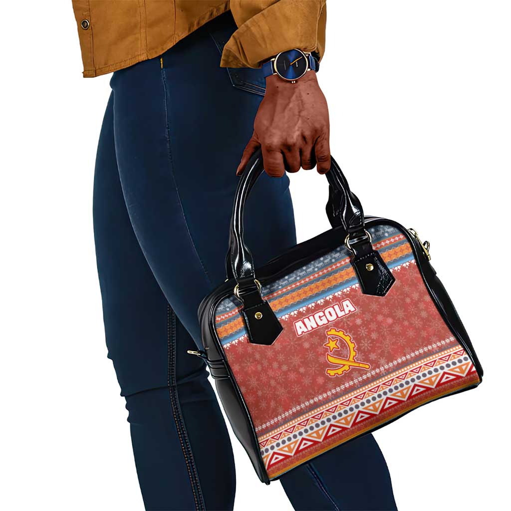 Angola Christmas Shoulder Handbag Snowflake Pattern Tribal Santa Claus Motif - African Pride