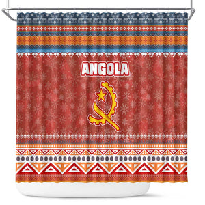 Angola Christmas Shower Curtain Snowflake Pattern Tribal Santa Claus Motif - African Pride
