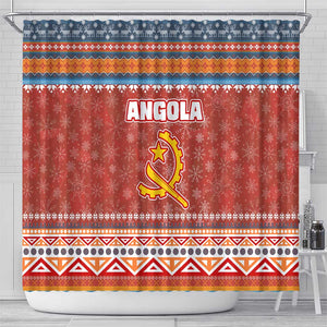 Angola Christmas Shower Curtain Snowflake Pattern Tribal Santa Claus Motif - African Pride