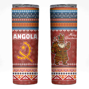 Angola Christmas Skinny Tumbler Snowflake Pattern Tribal Santa Claus Motif - African Pride