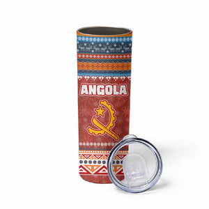Angola Christmas Skinny Tumbler Snowflake Pattern Tribal Santa Claus Motif - African Pride