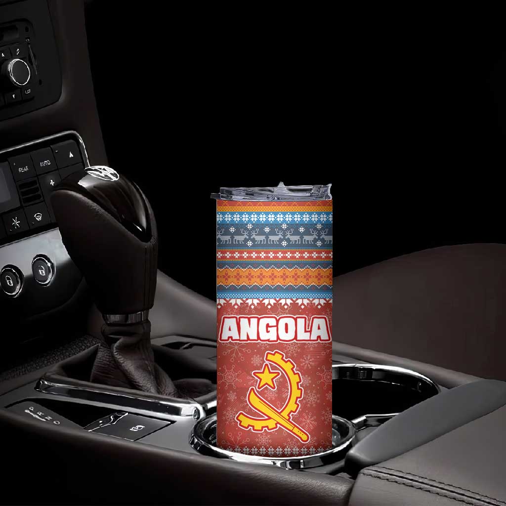 Angola Christmas Skinny Tumbler Snowflake Pattern Tribal Santa Claus Motif - African Pride