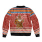 Angola Christmas Sleeve Zip Bomber Jacket Snowflake Pattern Tribal Santa Claus Motif - African Pride