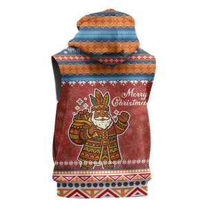 Angola Christmas Sleeveless Hoodie Snowflake Pattern Tribal Santa Claus Motif - African Pride