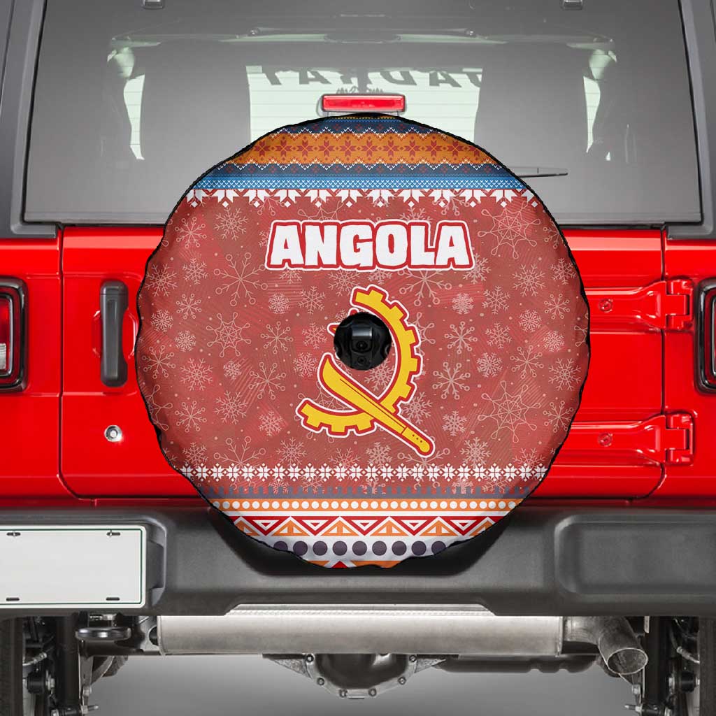 Angola Christmas Spare Tire Cover Snowflake Pattern Tribal Santa Claus Motif - African Pride