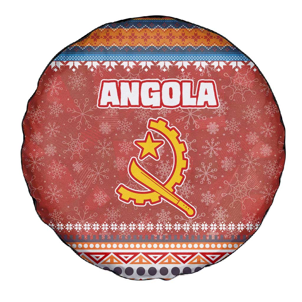 Angola Christmas Spare Tire Cover Snowflake Pattern Tribal Santa Claus Motif - African Pride