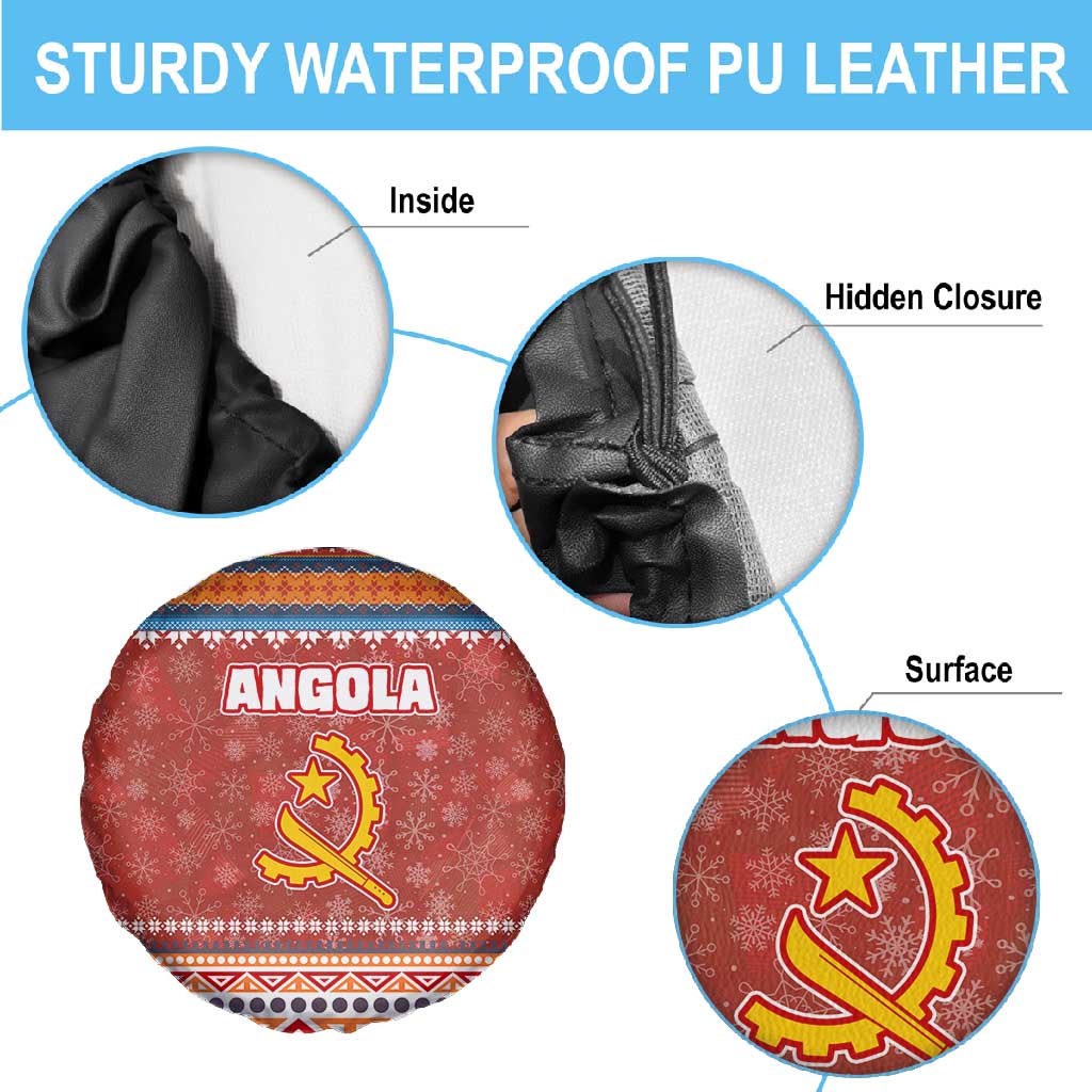 Angola Christmas Spare Tire Cover Snowflake Pattern Tribal Santa Claus Motif - African Pride