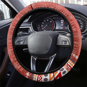 Angola Christmas Steering Wheel Cover Snowflake Pattern Tribal Santa Claus Motif - African Pride