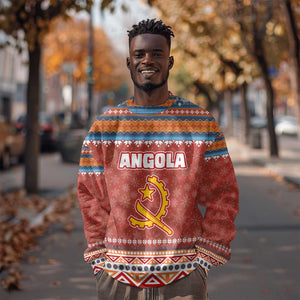 Angola Christmas Sweatshirt Snowflake Pattern Tribal Santa Claus Motif - African Pride