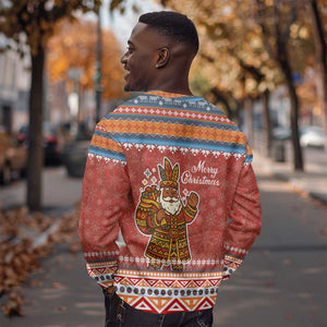 Angola Christmas Sweatshirt Snowflake Pattern Tribal Santa Claus Motif - African Pride