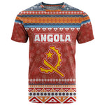 Angola Christmas T shirt Snowflake Pattern Tribal Santa Claus Motif - African Pride