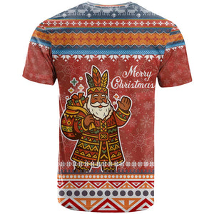 Angola Christmas T shirt Snowflake Pattern Tribal Santa Claus Motif - African Pride