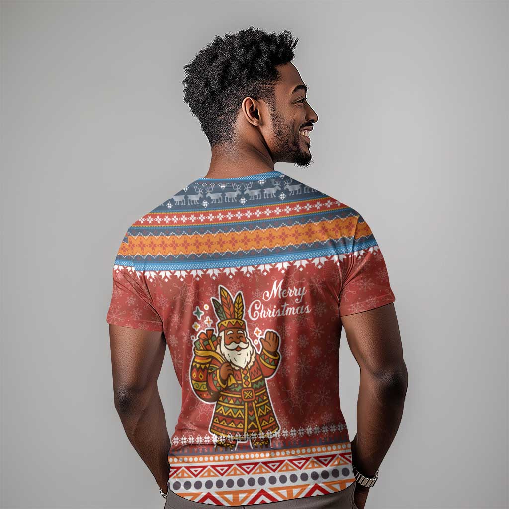 Angola Christmas T shirt Snowflake Pattern Tribal Santa Claus Motif - African Pride