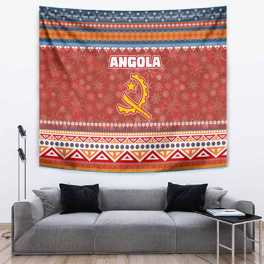 Angola Christmas Tapestry Snowflake Pattern Tribal Santa Claus Motif - African Pride