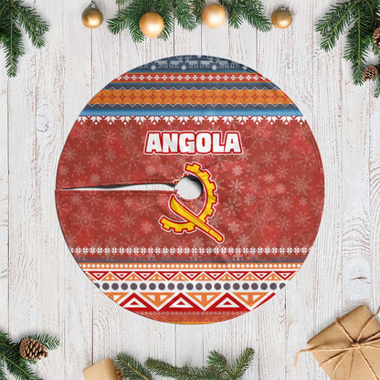 Angola Christmas Tree Skirt Snowflake Pattern Tribal Santa Claus Motif - African Pride