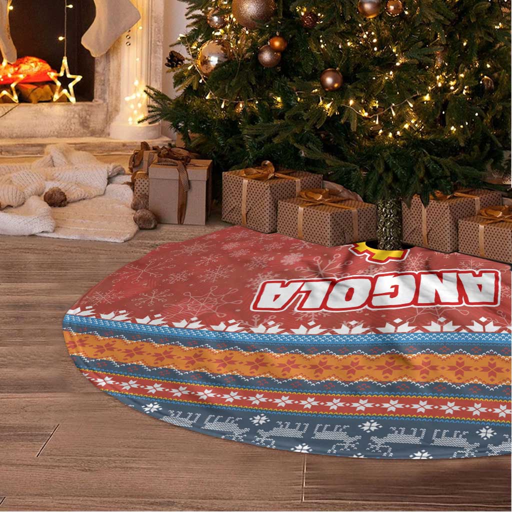 Angola Christmas Tree Skirt Snowflake Pattern Tribal Santa Claus Motif - African Pride