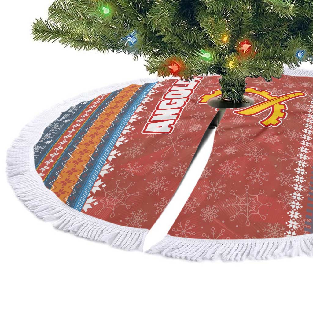 Angola Christmas Tree Skirt Snowflake Pattern Tribal Santa Claus Motif - African Pride