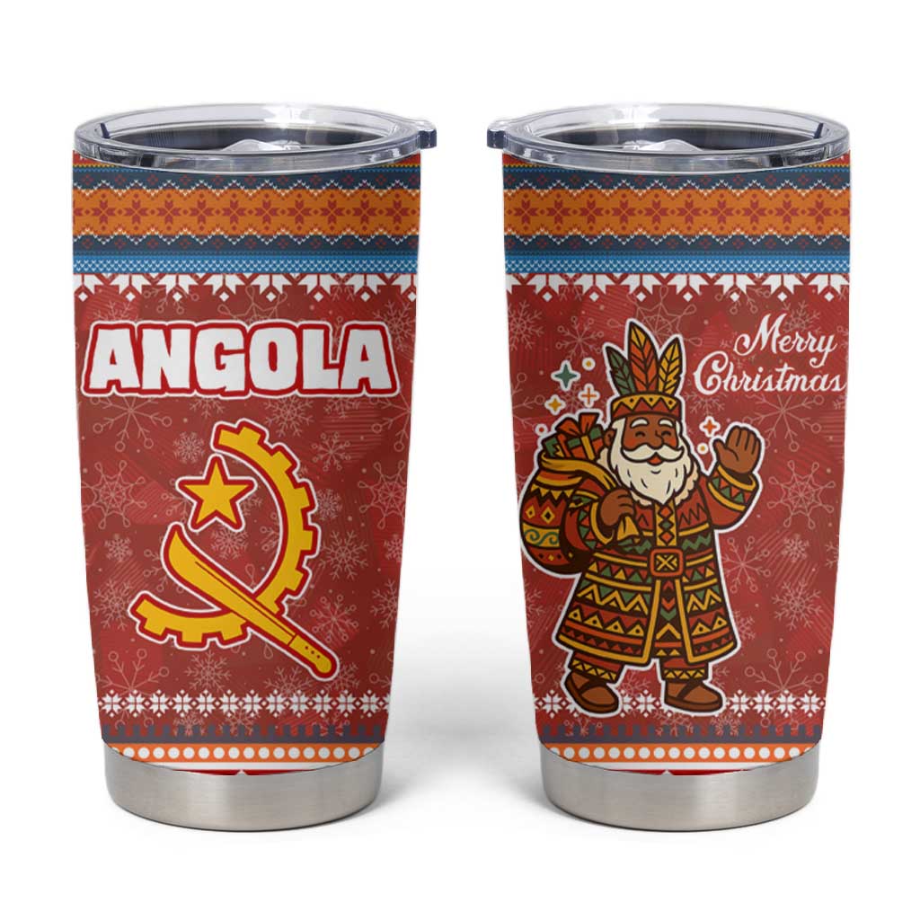Angola Christmas Tumbler Cup Snowflake Pattern Tribal Santa Claus Motif - African Pride