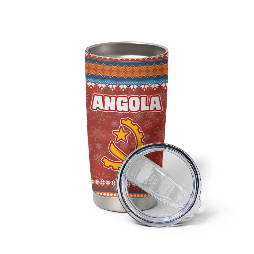 Angola Christmas Tumbler Cup Snowflake Pattern Tribal Santa Claus Motif - African Pride