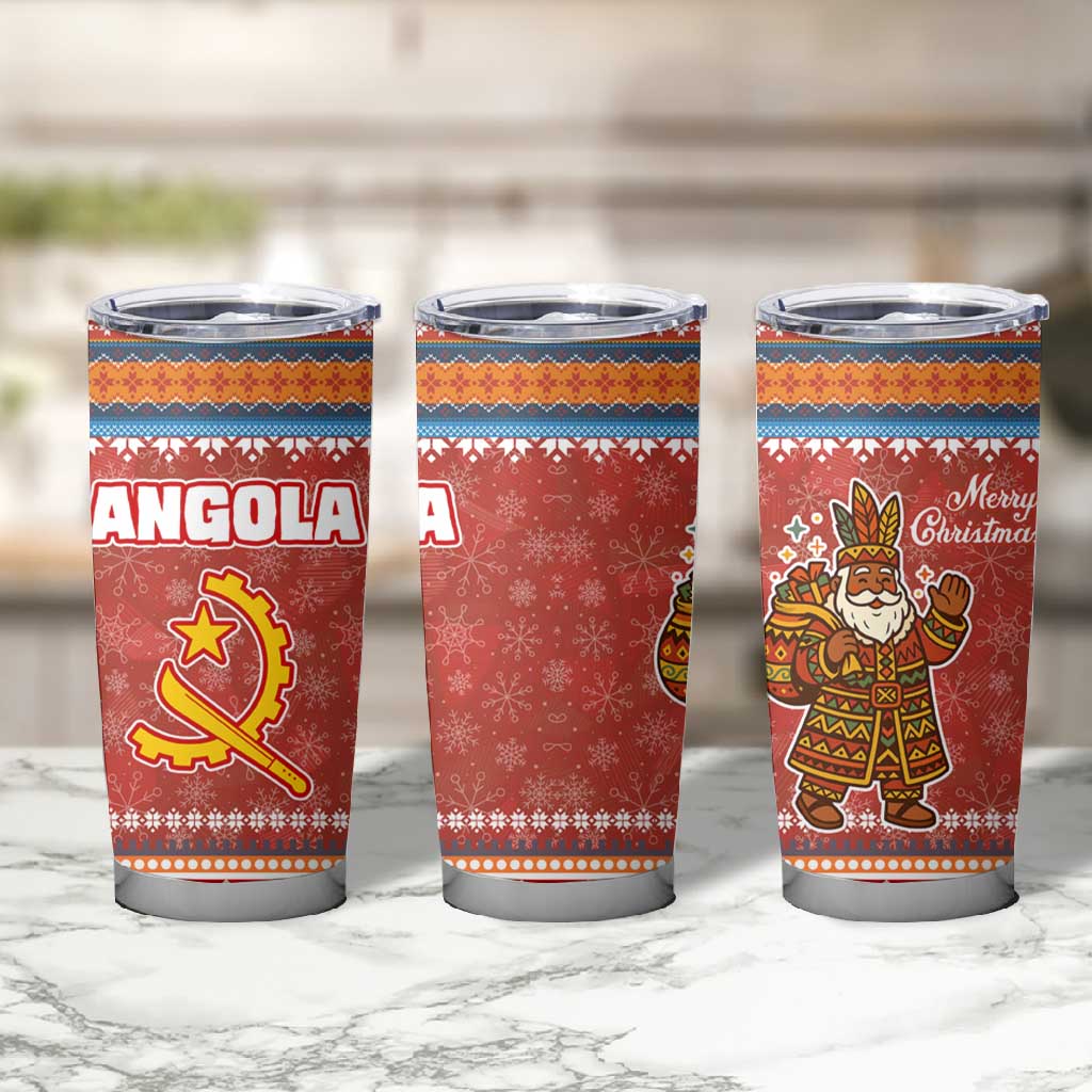 Angola Christmas Tumbler Cup Snowflake Pattern Tribal Santa Claus Motif - African Pride