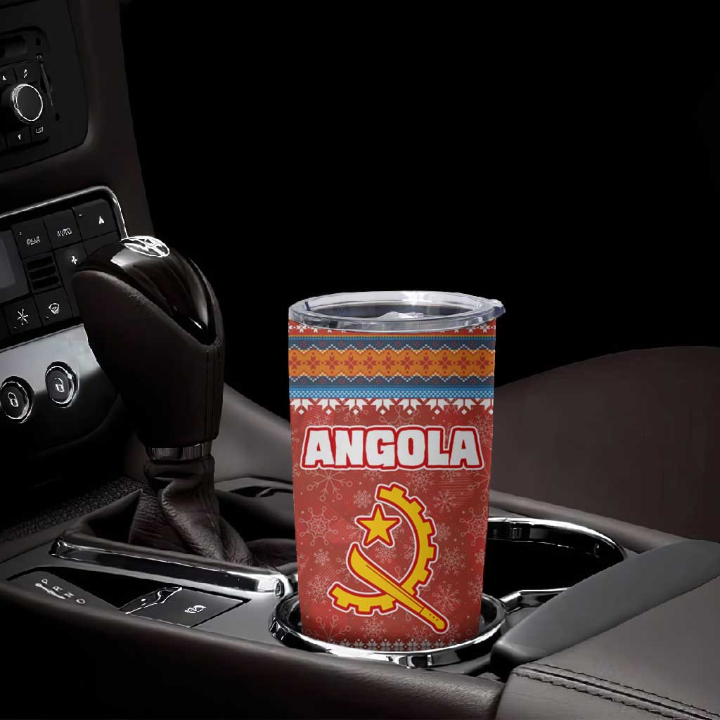 Angola Christmas Tumbler Cup Snowflake Pattern Tribal Santa Claus Motif - African Pride