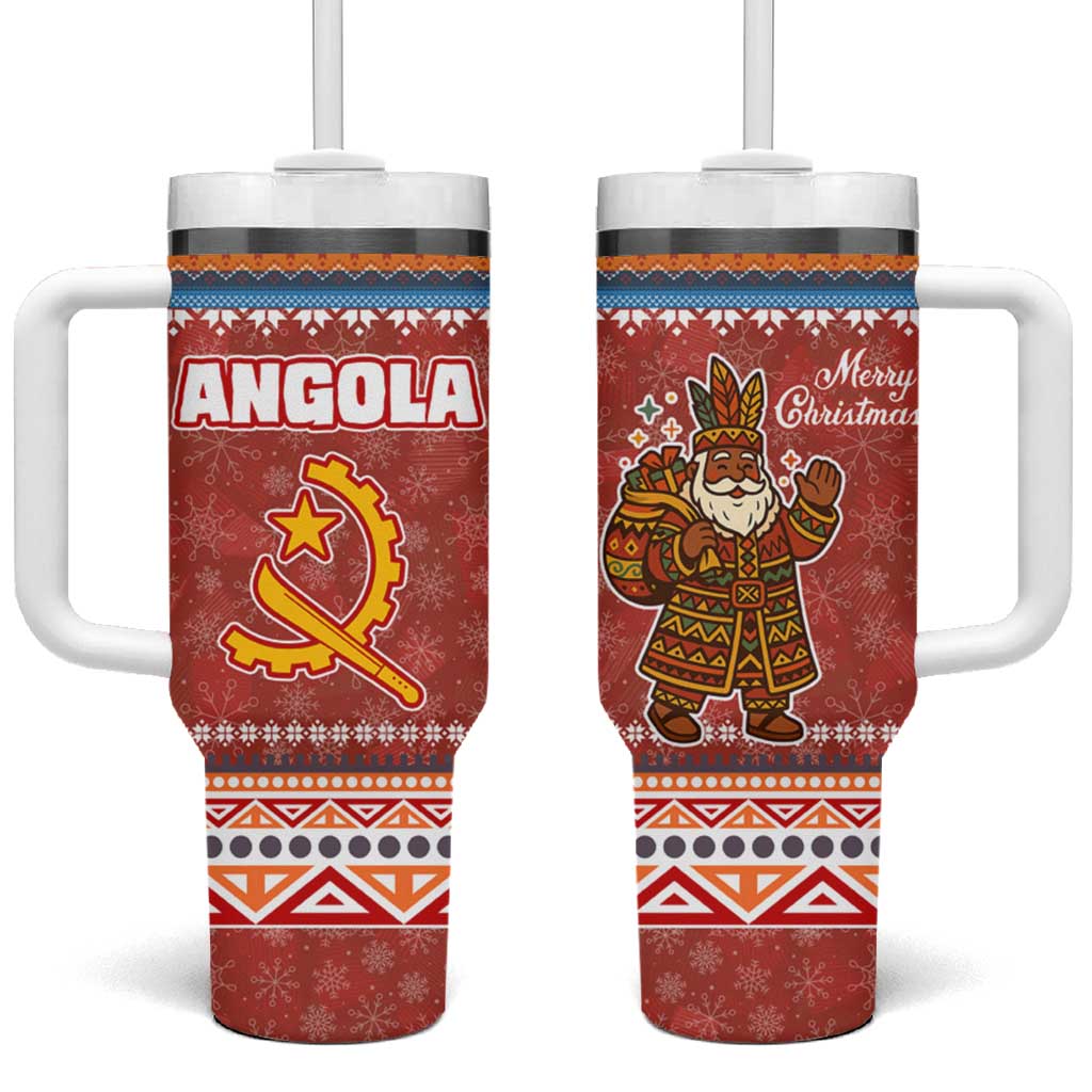 Angola Christmas Tumbler With Handle Snowflake Pattern Tribal Santa Claus Motif - African Pride