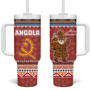 Angola Christmas Tumbler With Handle Snowflake Pattern Tribal Santa Claus Motif - African Pride