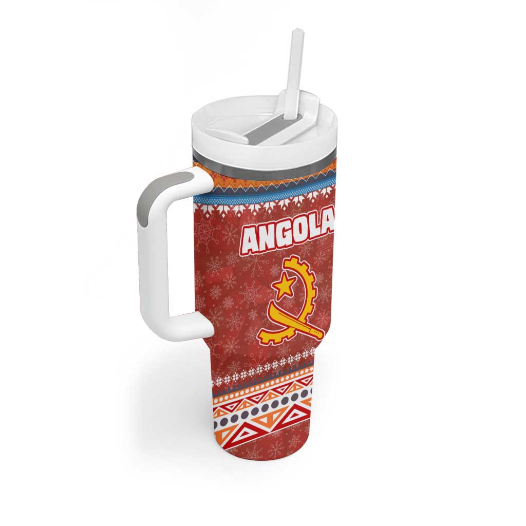 Angola Christmas Tumbler With Handle Snowflake Pattern Tribal Santa Claus Motif - African Pride