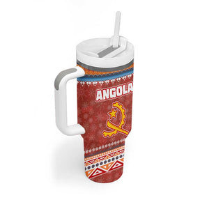 Angola Christmas Tumbler With Handle Snowflake Pattern Tribal Santa Claus Motif - African Pride