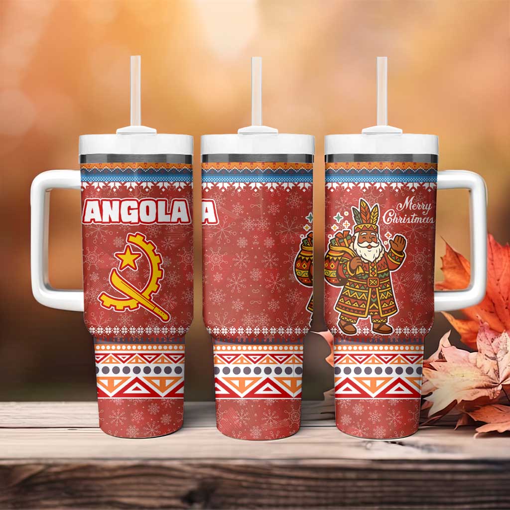 Angola Christmas Tumbler With Handle Snowflake Pattern Tribal Santa Claus Motif - African Pride
