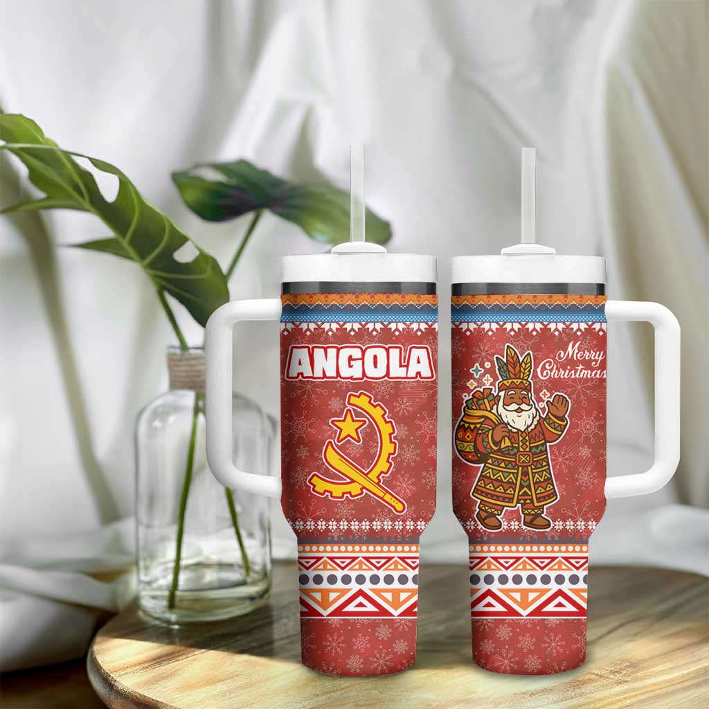 Angola Christmas Tumbler With Handle Snowflake Pattern Tribal Santa Claus Motif - African Pride