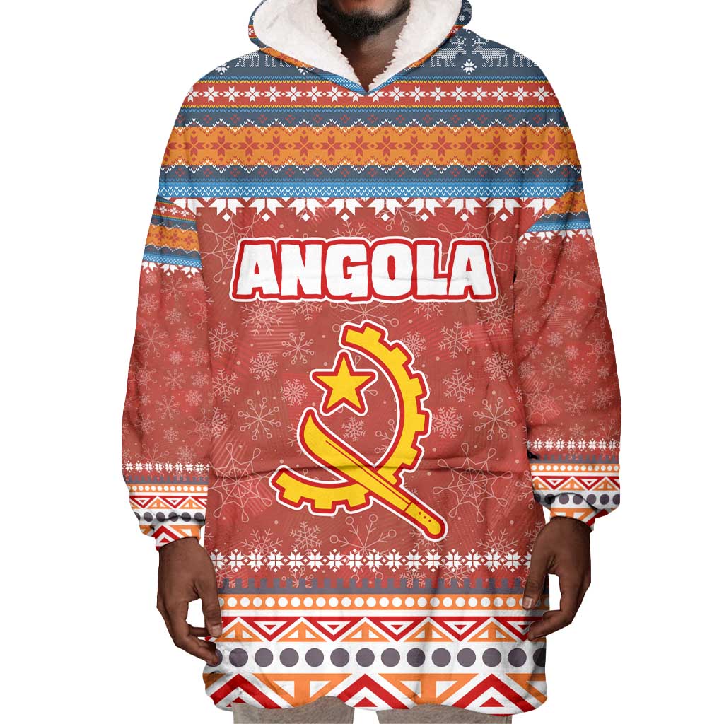 Angola Christmas Wearable Blanket Hoodie Snowflake Pattern Tribal Santa Claus Motif - African Pride