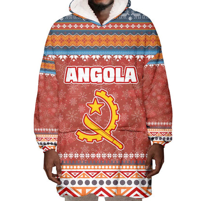 Angola Christmas Wearable Blanket Hoodie Snowflake Pattern Tribal Santa Claus Motif - African Pride