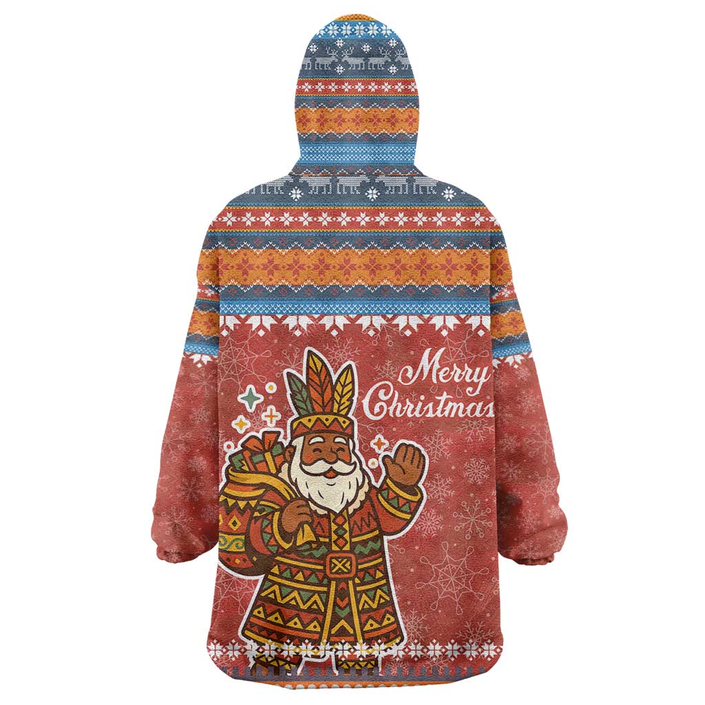Angola Christmas Wearable Blanket Hoodie Snowflake Pattern Tribal Santa Claus Motif - African Pride