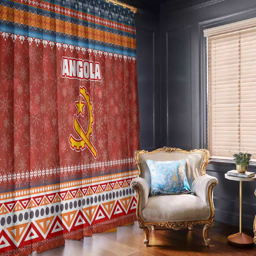 Angola Christmas Window Curtain Snowflake Pattern Tribal Santa Claus Motif - African Pride
