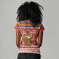 Angola Christmas Women V-Neck T-Shirt Snowflake Pattern Tribal Santa Claus Motif - African Pride