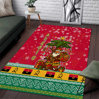 Angola Christmas Area Rug Santa Gifts and National Flag Map Motif - African Pride
