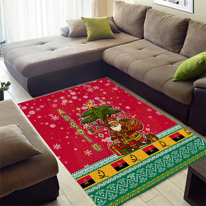 Angola Christmas Area Rug Santa Gifts and National Flag Map Motif - African Pride