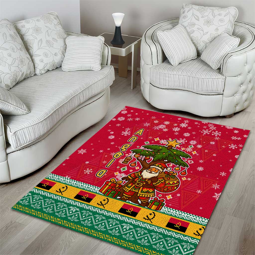 Angola Christmas Area Rug Santa Gifts and National Flag Map Motif - African Pride