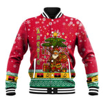 Angola Christmas Baseball Jacket Santa Gifts and National Flag Map Motif - African Pride